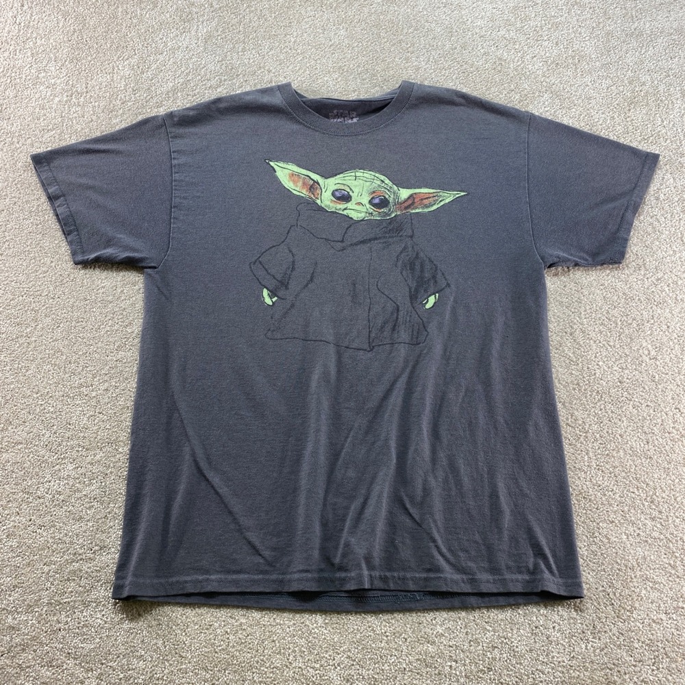 Mad Engine Star Wars Shirt Mens Large Gray Grogu Baby Yoda Graphic